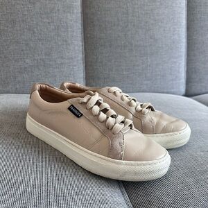 Frankie4 Mim III Leather Sneakers Lace Up Style Almond Beige Color Size 7 Women